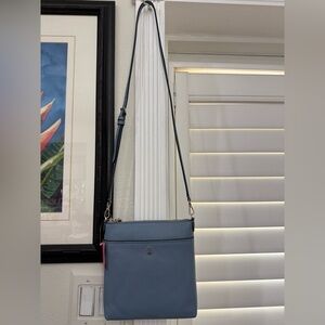 NWT kate spade pebble leather crossbody in swordfish blue, gold logo. 8x 8 x1